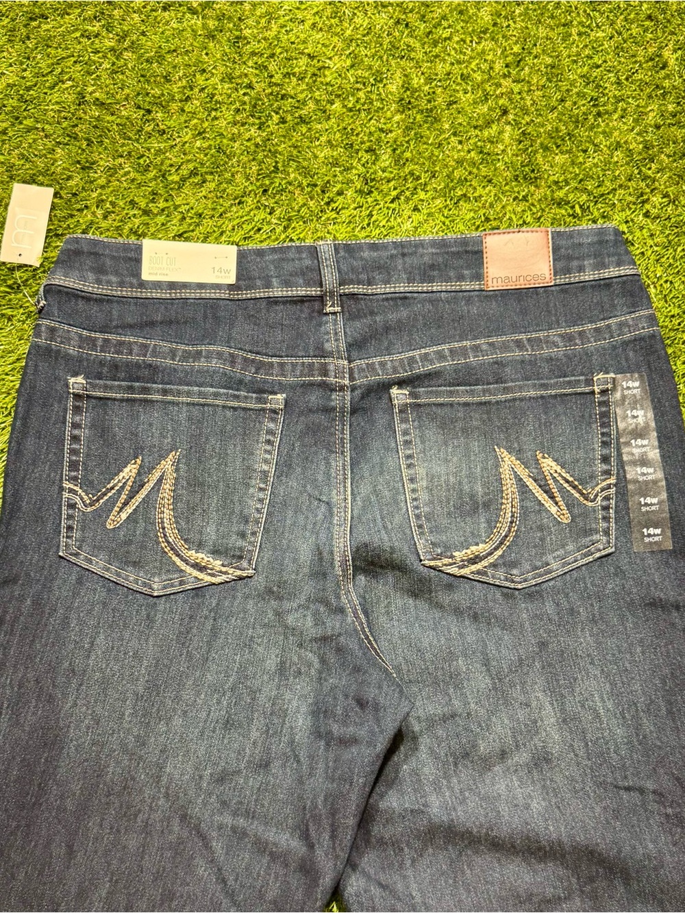 maurices Denim Flex Bootcut Jeans Mid Rise Stretch Women’s 14W Navy Blue - Picture 10 of 14
